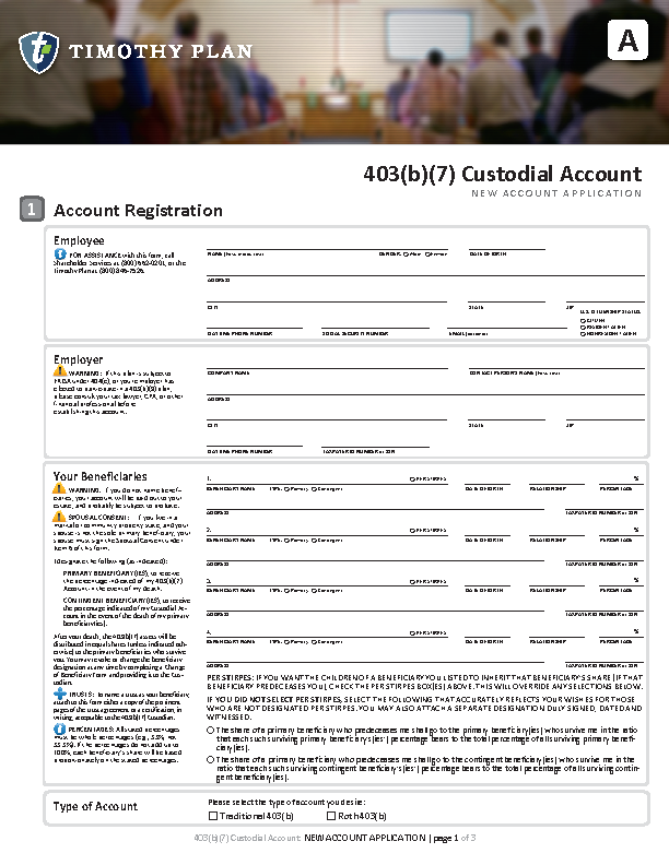 403(b)(7) New Account Application