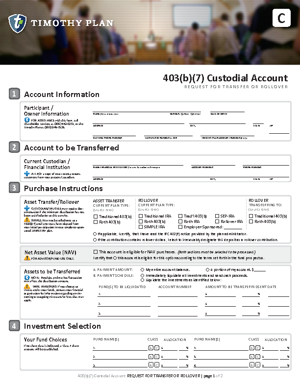 403(b)(7) Request for Transfer or Rollover Application New Account Application