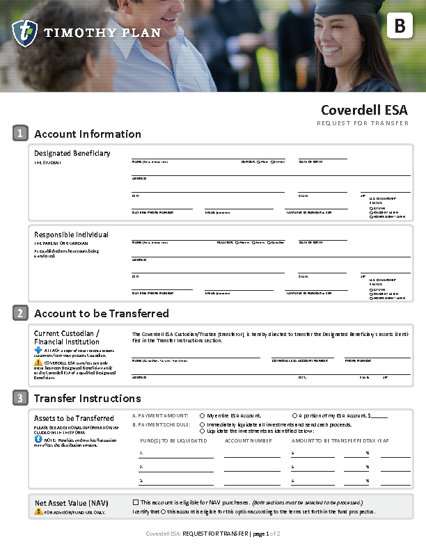 Coverdell Form B Request for Transfer