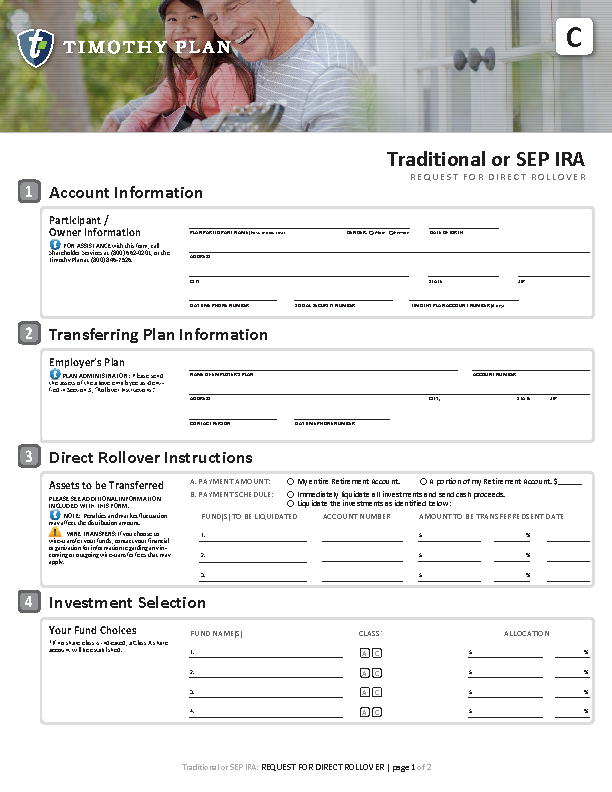 Traditional and SEP IRA Request for direct rollover